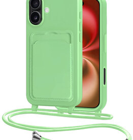 NoXx NoXx iPhone 16 Plus Hoesje Pashouder met Koord - Groen