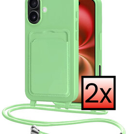 NoXx NoXx iPhone 16 Plus Hoesje Pashouder met Koord - Groen - 2 PACK
