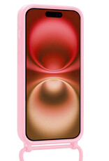 NoXx NoXx iPhone 16 Plus Hoesje Pashouder met Koord Met Screenprotector - Lichtroze