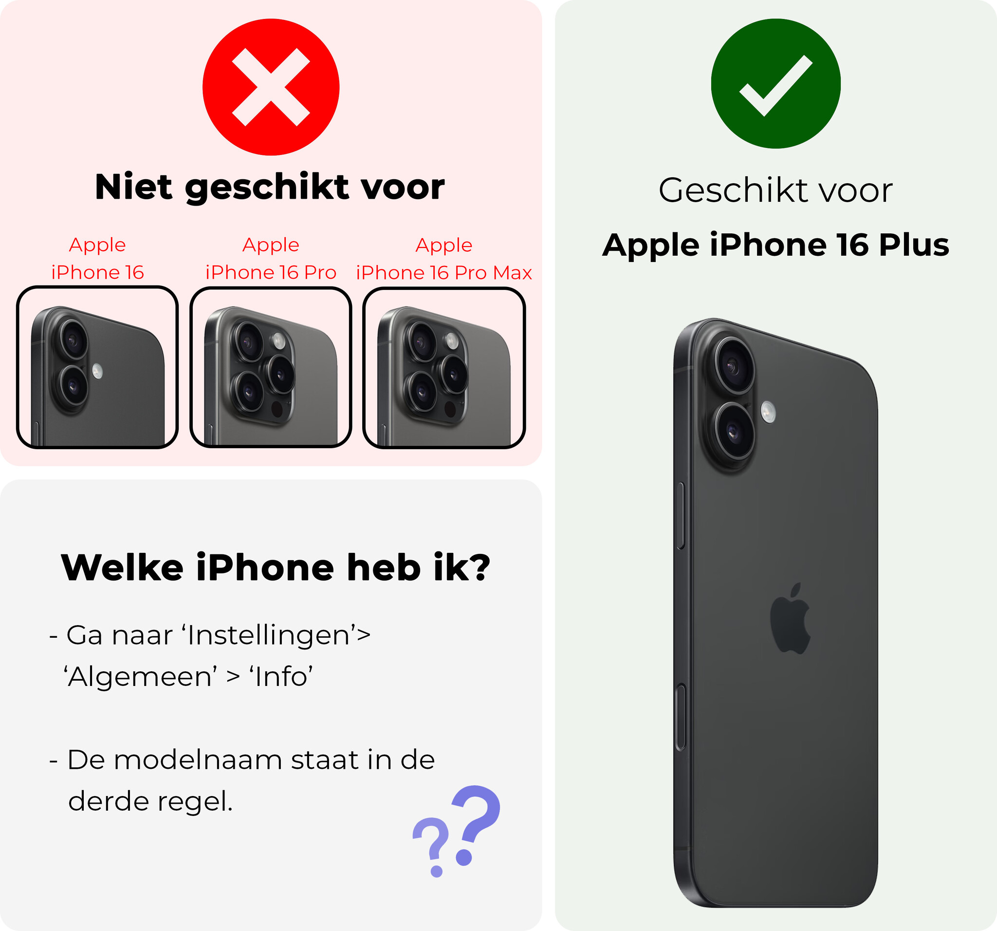 NoXx NoXx iPhone 16 Plus Hoesje Pashouder met Koord Met 2x Screenprotector - Lichtroze