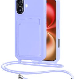 NoXx NoXx iPhone 16 Plus Hoesje Pashouder met Koord - Lila