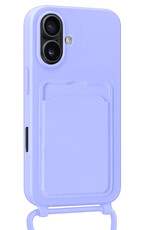 NoXx NoXx iPhone 16 Plus Hoesje Pashouder met Koord Met Screenprotector - Lila