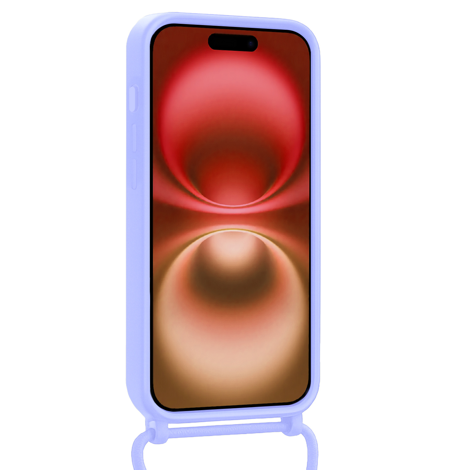 NoXx NoXx iPhone 16 Plus Hoesje Pashouder met Koord Met Screenprotector - Lila