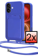 NoXx NoXx iPhone 16 Hoesje Pashouder met Koord - Fel Blauw - 2 PACK