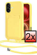 NoXx NoXx iPhone 16 Hoesje Pashouder met Koord - Geel - 2 PACK