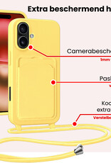 NoXx NoXx iPhone 16 Hoesje Pashouder met Koord - Geel - 2 PACK