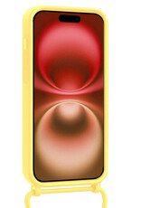 NoXx NoXx iPhone 16 Hoesje Pashouder met Koord Met 2x Screenprotector - Geel