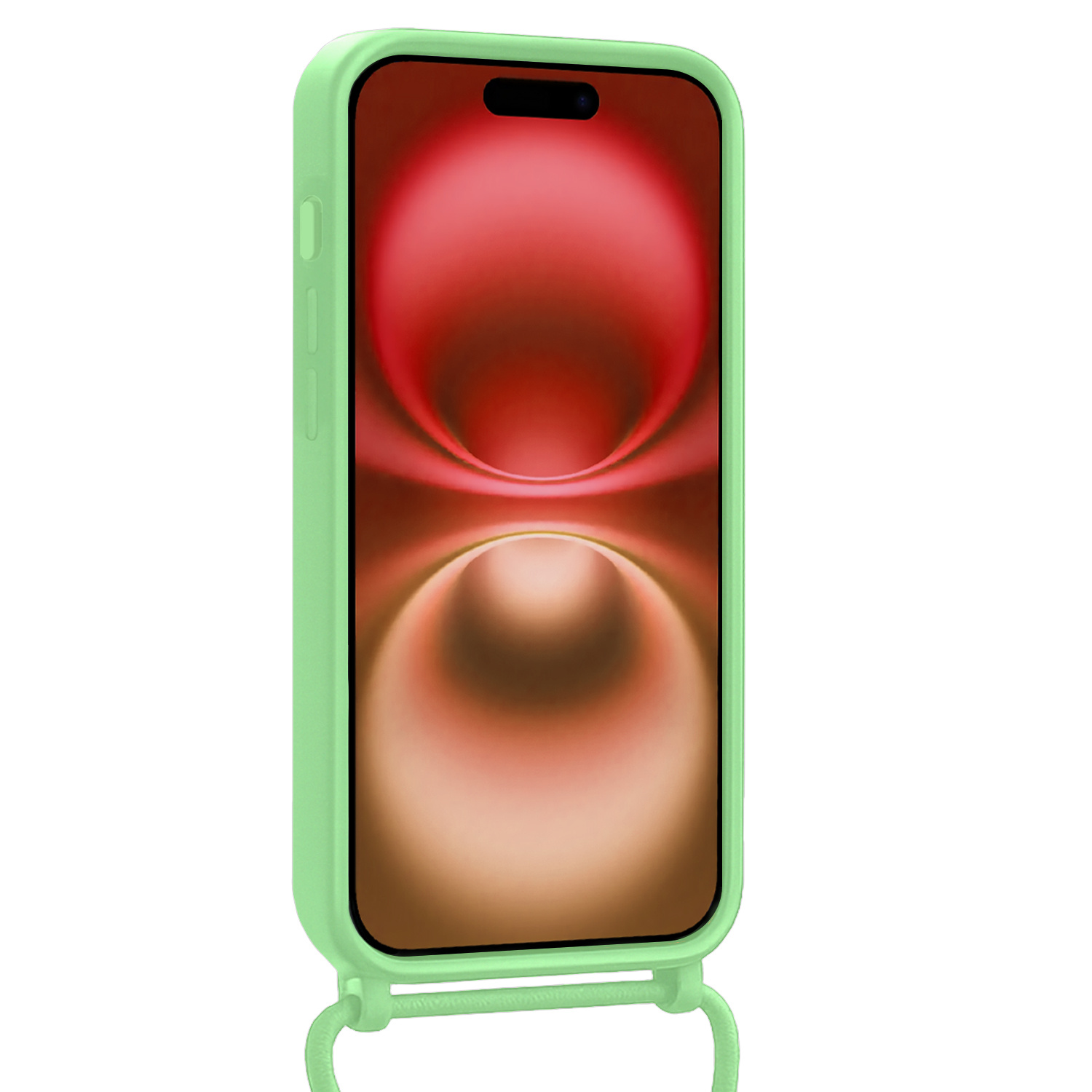 NoXx NoXx iPhone 16 Hoesje Pashouder met Koord Met Screenprotector - Groen