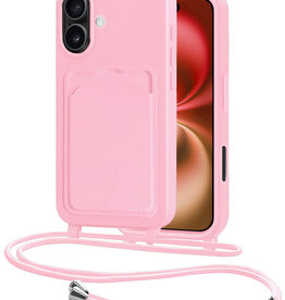 NoXx NoXx iPhone 16 Hoesje Pashouder met Koord - Lichtroze