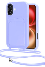 NoXx NoXx iPhone 16 Hoesje Pashouder met Koord - Lila