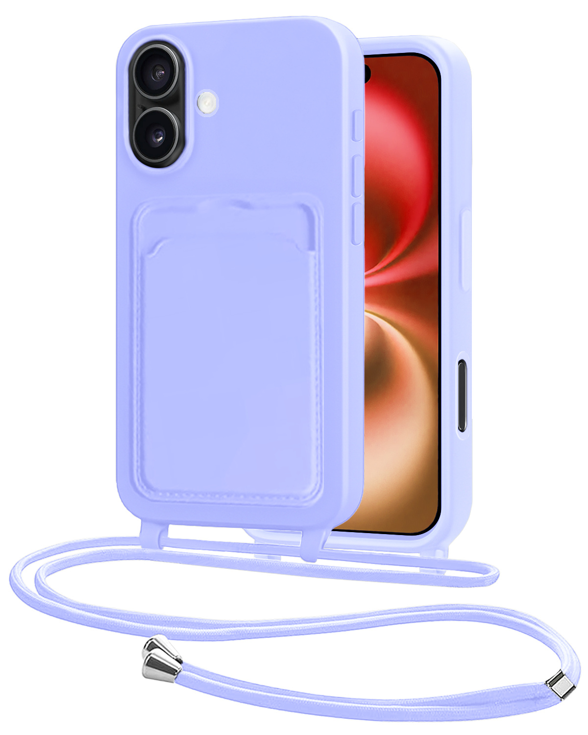NoXx NoXx iPhone 16 Hoesje Pashouder met Koord - Lila