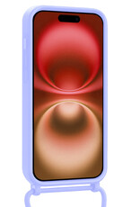 NoXx NoXx iPhone 16 Hoesje Pashouder met Koord Met 2x Screenprotector - Lila