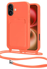 NoXx NoXx iPhone 16 Hoesje Pashouder met Koord - Papaya