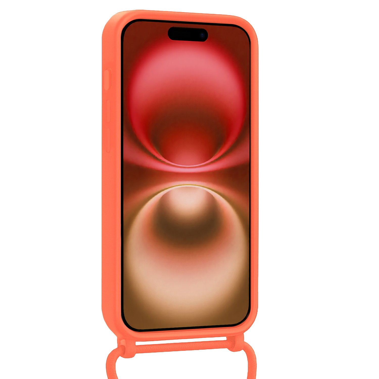 NoXx NoXx iPhone 16 Hoesje Pashouder met Koord - Papaya