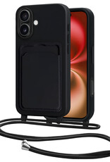 NoXx NoXx iPhone 16 Hoesje Pashouder met Koord - Zwart