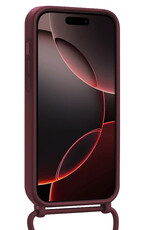 NoXx NoXx iPhone 16 Pro Hoesje Pashouder met Koord Met 2x Screenprotector - Aubergine