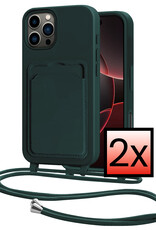 NoXx NoXx iPhone 16 Pro Hoesje Pashouder met Koord - Donkergroen - 2 PACK
