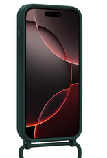 NoXx NoXx iPhone 16 Pro Hoesje Pashouder met Koord Met 2x Screenprotector - Donkergroen