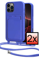 NoXx NoXx iPhone 16 Pro Hoesje Pashouder met Koord - Fel Blauw - 2 PACK