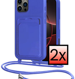NoXx NoXx iPhone 16 Pro Hoesje Pashouder met Koord - Fel Blauw - 2 PACK