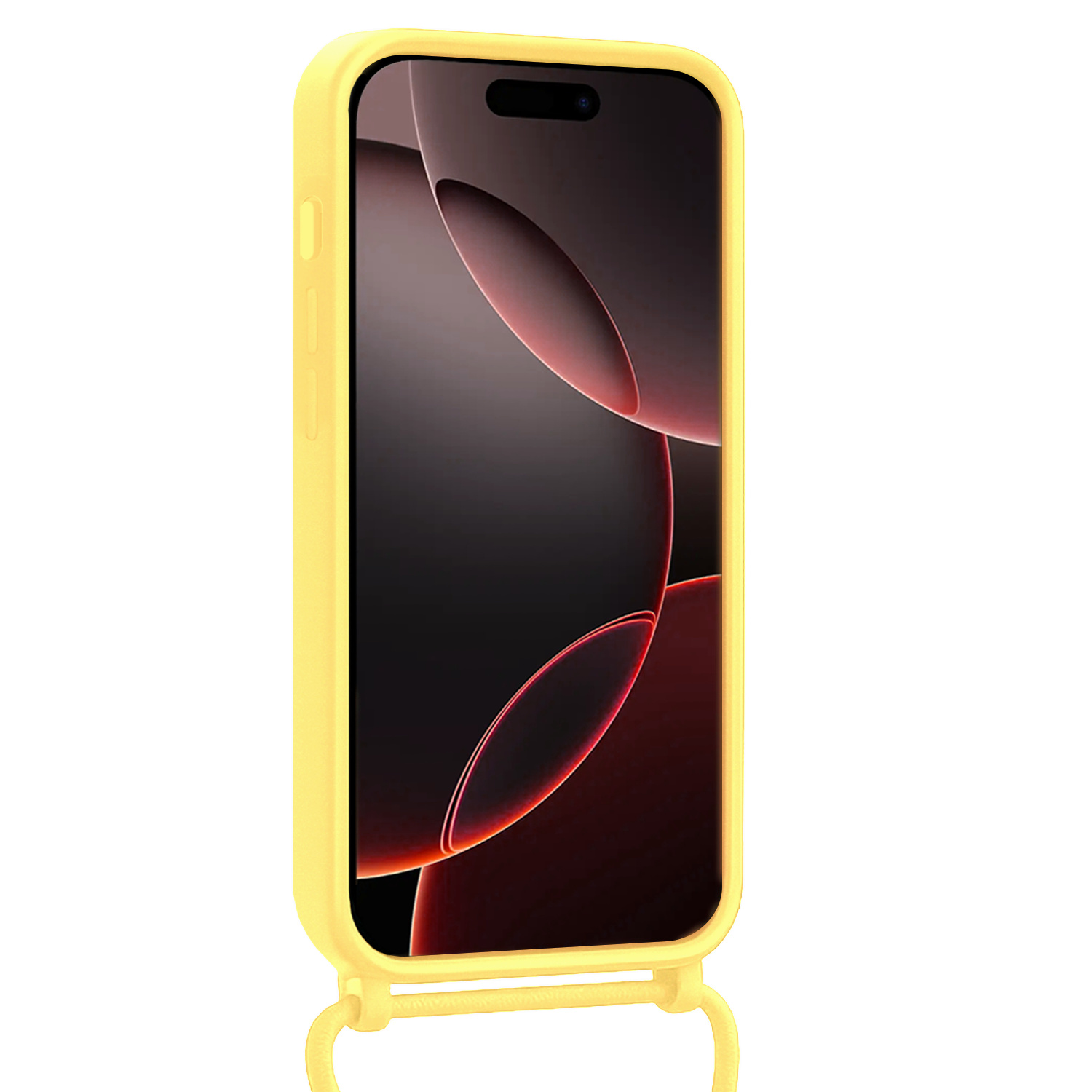 NoXx NoXx iPhone 16 Pro Hoesje Pashouder met Koord - Geel