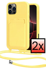NoXx NoXx iPhone 16 Pro Hoesje Pashouder met Koord - Geel - 2 PACK