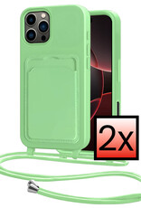 NoXx NoXx iPhone 16 Pro Hoesje Pashouder met Koord - Groen - 2 PACK