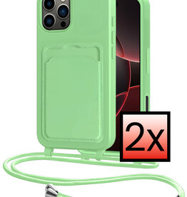 NoXx NoXx iPhone 16 Pro Hoesje Pashouder met Koord - Groen - 2 PACK