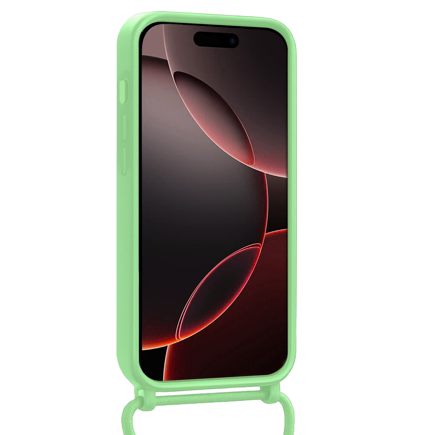 NoXx NoXx iPhone 16 Pro Hoesje Pashouder met Koord Met Screenprotector - Groen