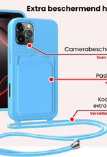 NoXx NoXx iPhone 16 Pro Hoesje Pashouder met Koord - Lichtblauw - 2 PACK