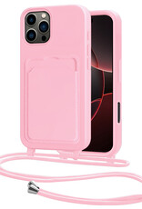 NoXx NoXx iPhone 16 Pro Hoesje Pashouder met Koord - Lichtroze