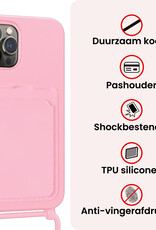 NoXx NoXx iPhone 16 Pro Hoesje Pashouder met Koord - Lichtroze - 2 PACK