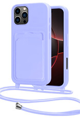 NoXx NoXx iPhone 16 Pro Hoesje Pashouder met Koord - Lila