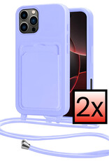 NoXx NoXx iPhone 16 Pro Hoesje Pashouder met Koord - Lila - 2 PACK