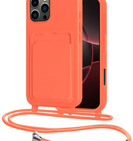 NoXx NoXx iPhone 16 Pro Hoesje Pashouder met Koord - Papaya