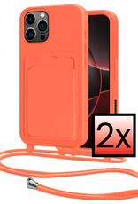 NoXx NoXx iPhone 16 Pro Hoesje Pashouder met Koord - Papaya - 2 PACK