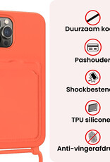 NoXx NoXx iPhone 16 Pro Hoesje Pashouder met Koord - Papaya - 2 PACK