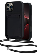 NoXx NoXx iPhone 16 Pro Hoesje Pashouder met Koord - Zwart