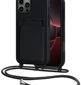 NoXx NoXx iPhone 16 Pro Hoesje Pashouder met Koord - Zwart