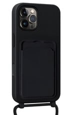 NoXx NoXx iPhone 16 Pro Hoesje Pashouder met Koord - Zwart - 2 PACK