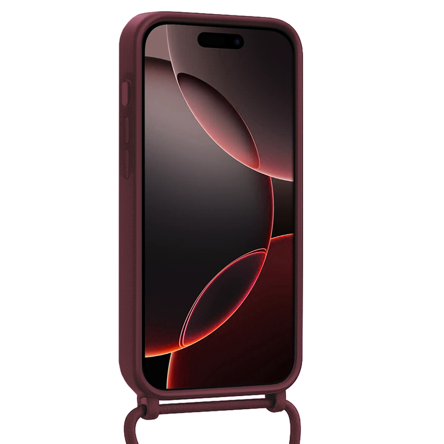 NoXx NoXx iPhone 16 Pro Max Hoesje Pashouder met Koord - Aubergine