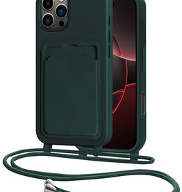 NoXx NoXx iPhone 16 Pro Max Hoesje Pashouder met Koord - Donkergroen