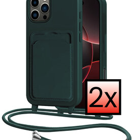 NoXx NoXx iPhone 16 Pro Max Hoesje Pashouder met Koord - Donkergroen - 2 PACK