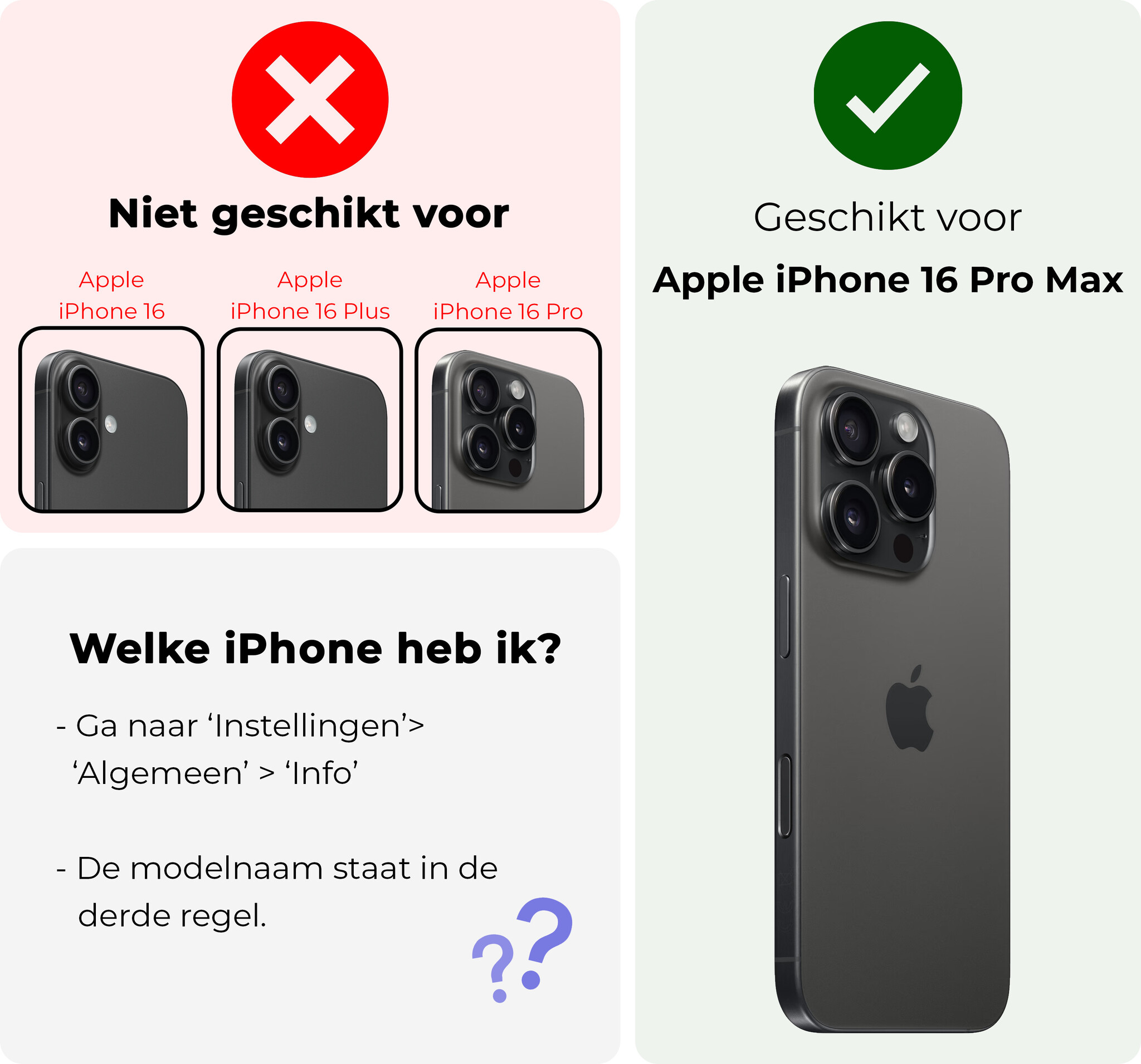 NoXx NoXx iPhone 16 Pro Max Hoesje Pashouder met Koord Met 2x Screenprotector - Fel Blauw