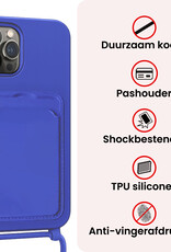 NoXx NoXx iPhone 16 Pro Max Hoesje Pashouder met Koord Met 2x Screenprotector - Fel Blauw