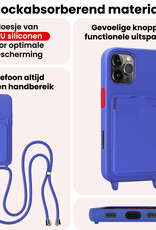 NoXx NoXx iPhone 16 Pro Max Hoesje Pashouder met Koord Met 2x Screenprotector - Fel Blauw