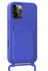 NoXx NoXx iPhone 16 Pro Max Hoesje Pashouder met Koord Met 2x Screenprotector - Fel Blauw