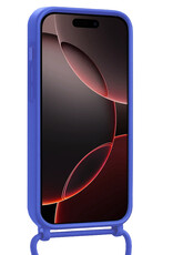 NoXx NoXx iPhone 16 Pro Max Hoesje Pashouder met Koord Met 2x Screenprotector - Fel Blauw