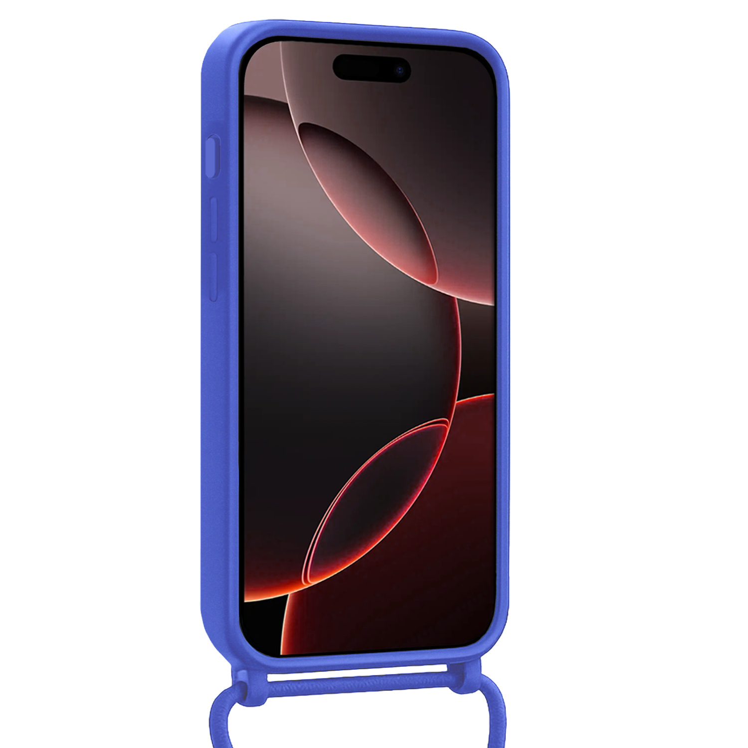 NoXx NoXx iPhone 16 Pro Max Hoesje Pashouder met Koord Met 2x Screenprotector - Fel Blauw
