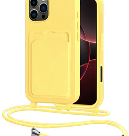 NoXx NoXx iPhone 16 Pro Max Hoesje Pashouder met Koord - Geel